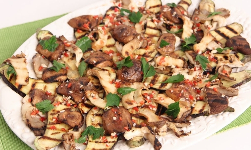 Grilled Eggplant and Wild Mushroom Salad
