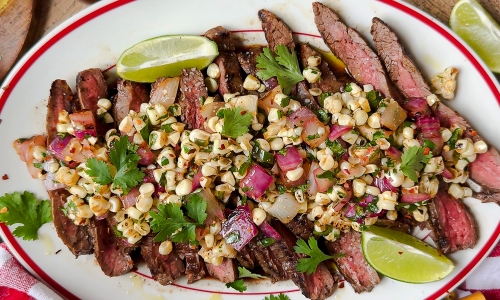 Grilled Flank with Grilled Corn Salsa