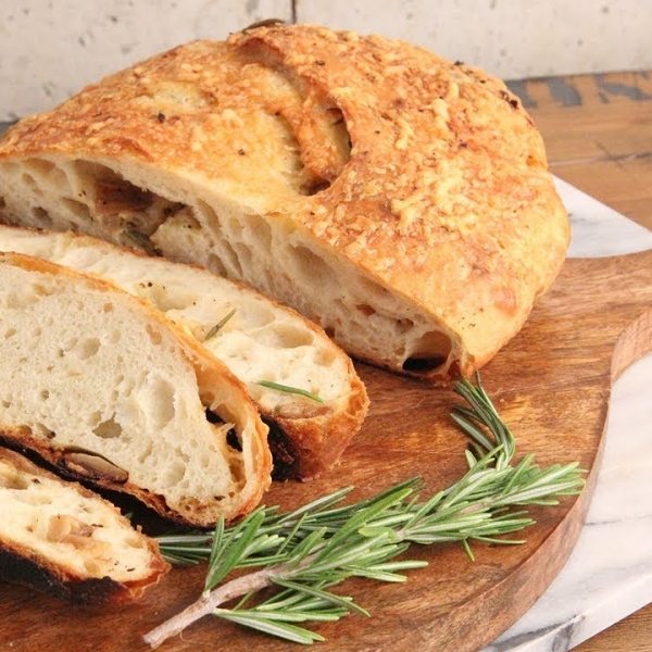 Asiago and Roasted Garlic Rustic Bread