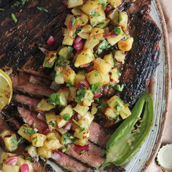 Grilled Steak with Pineapple Salsa