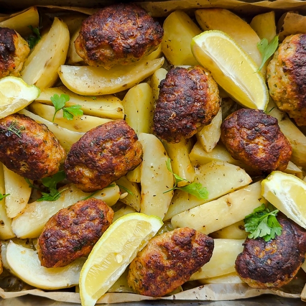 Lemon Potatoes and Meatballs