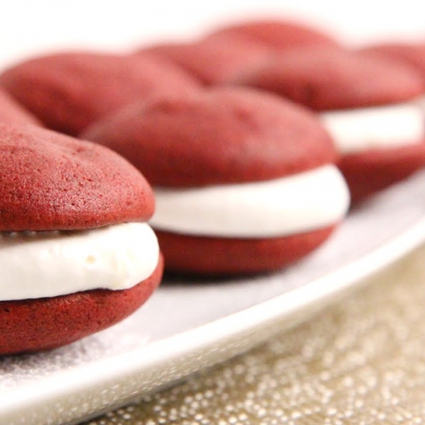 Red Velvet Whoopie Pies with Marshmallow Filling
